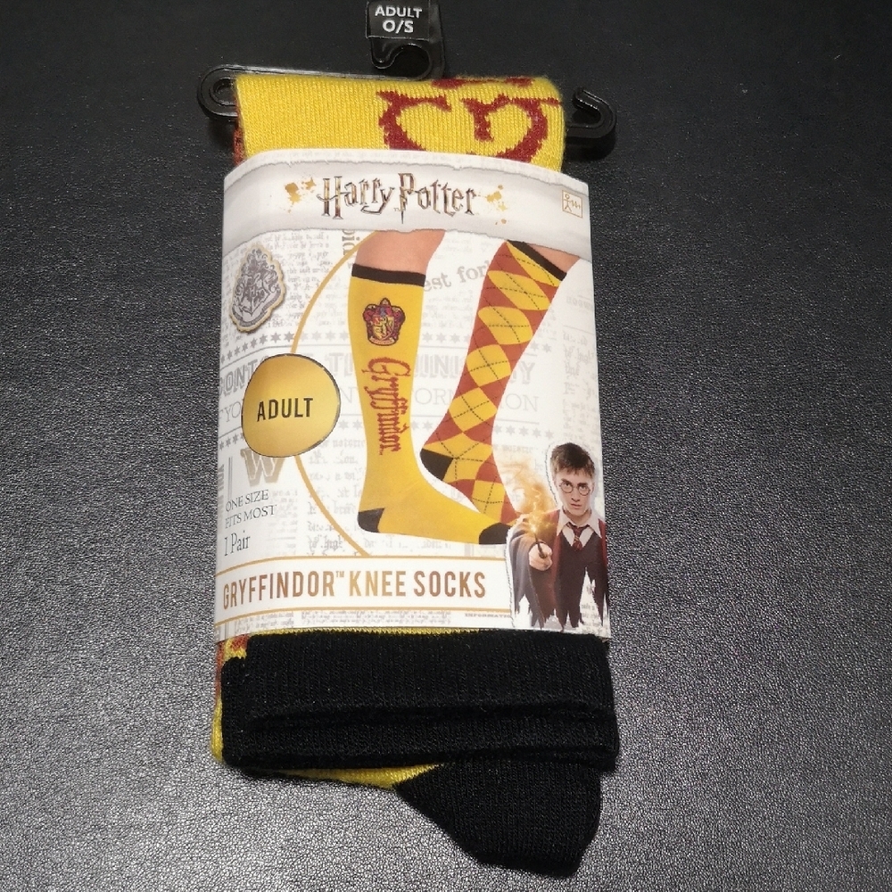 Warner Bros. Harry Potter Gryffindor Knee High Socks Yellow and Black Adult OS